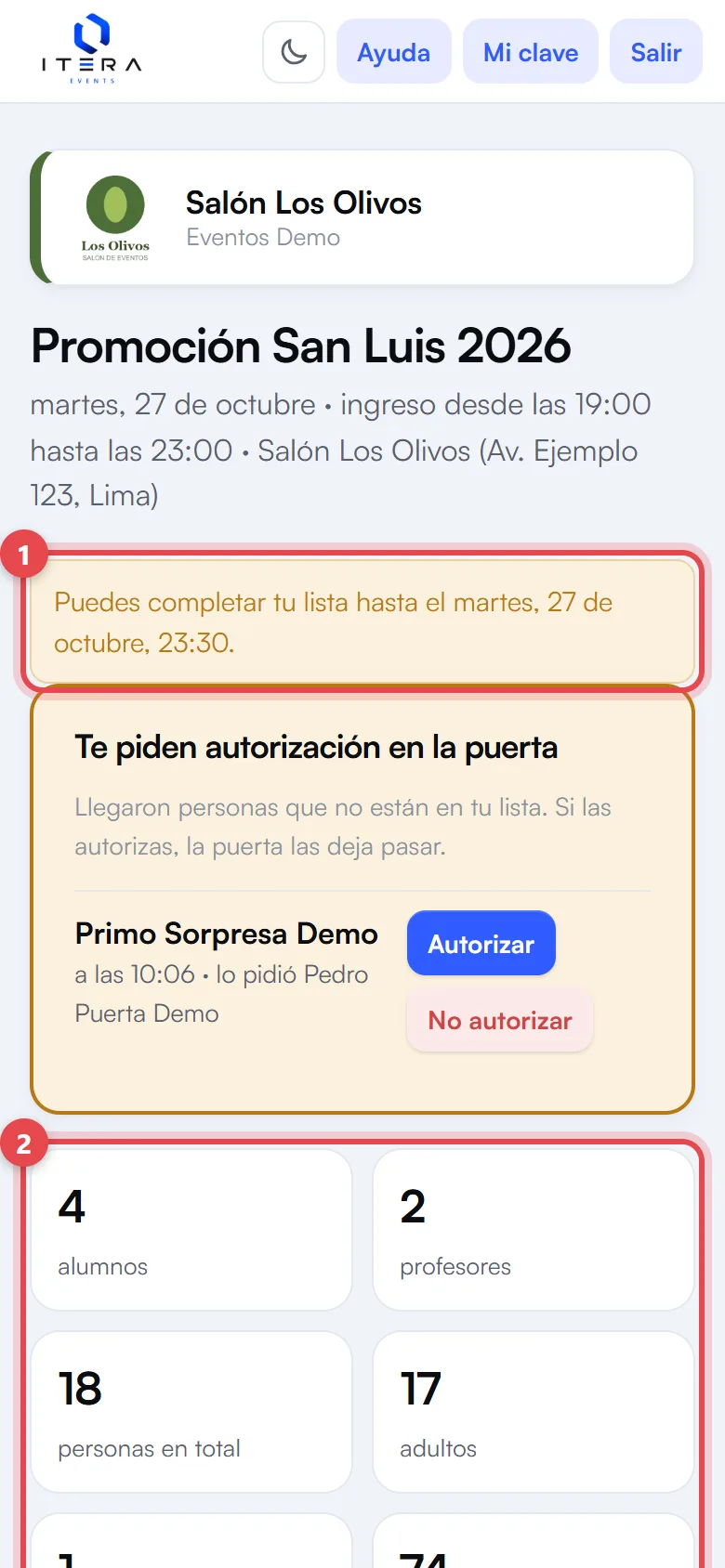 Pantalla del encargado