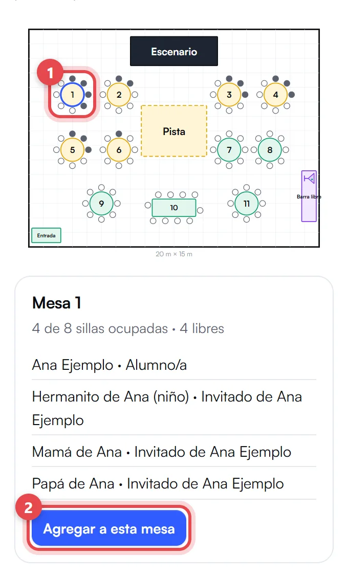 Salón con las mesas pintadas