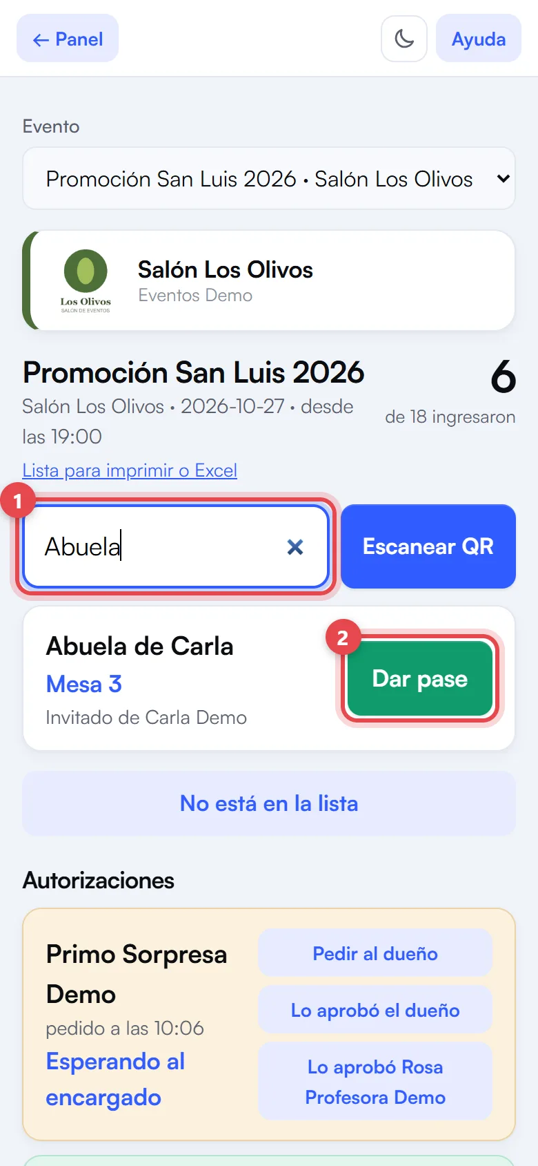 Búsqueda por nombre en la puerta