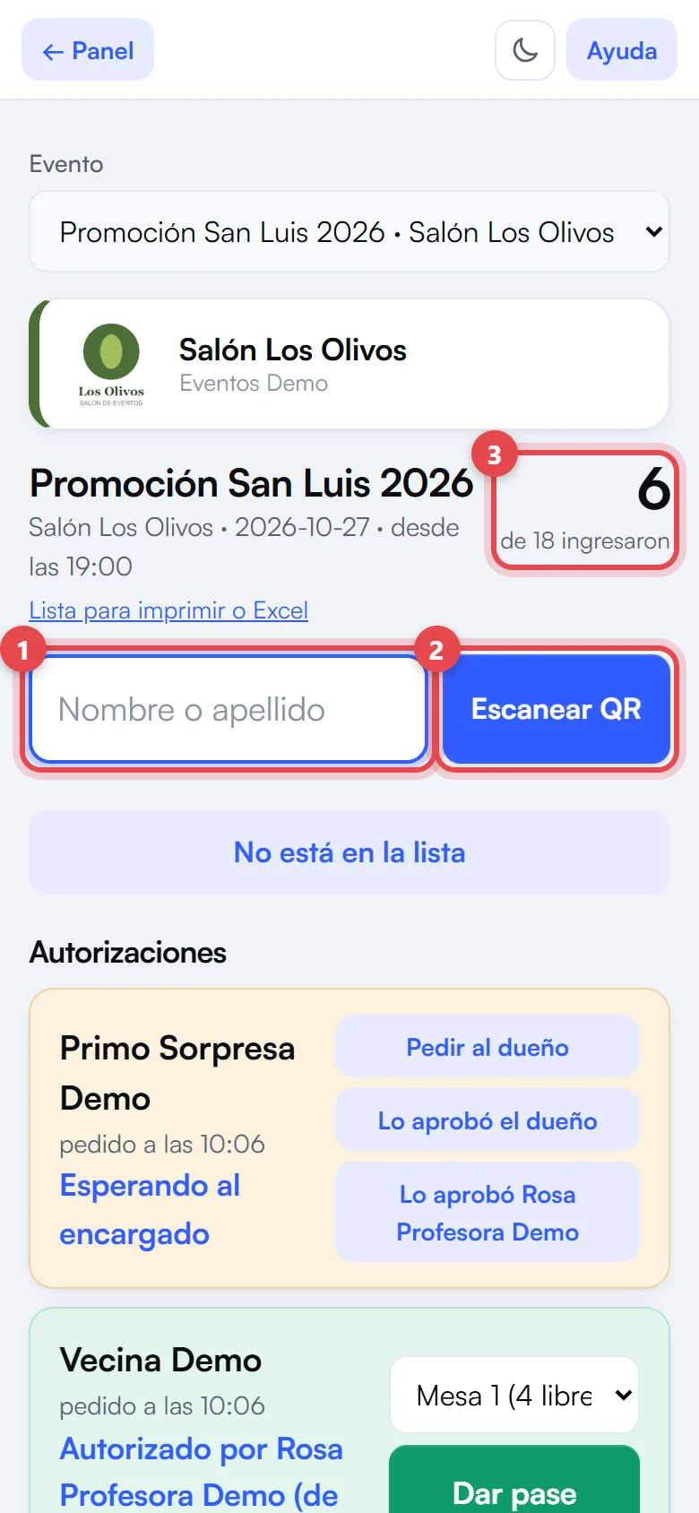 Pantalla de la puerta