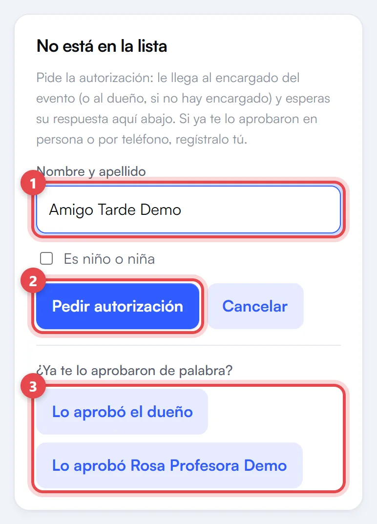 Formulario para quien no está en la lista